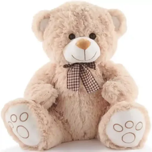 Világosbarna ülő plüss maci 43cm