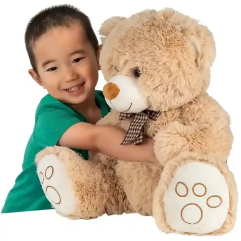 Világosbarna ülő plüss maci 43cm