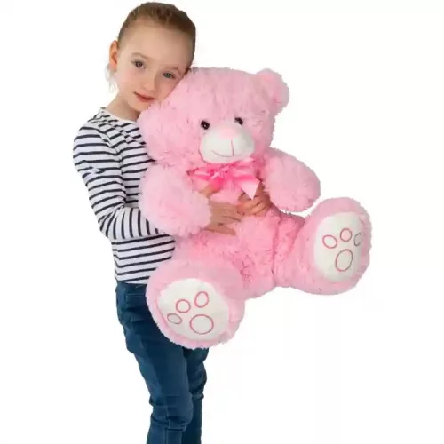 Rózsaszín ülő plüss maci 43cm