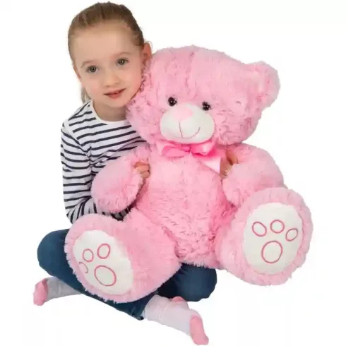 Rózsaszín ülő plüss maci 43cm
