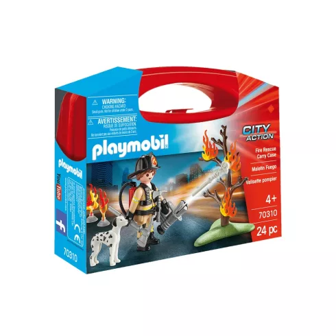 Playmobil 70310 Tűzoltó és kutyája hordozható táskában