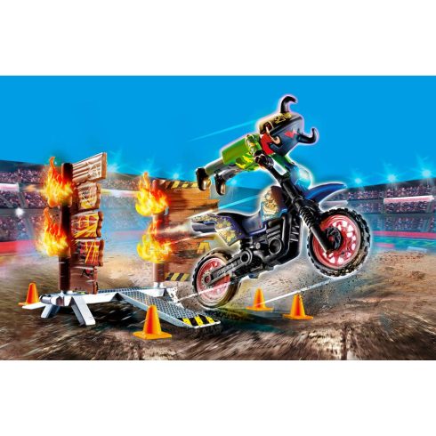 Playmobil 70553 Stuntshow - Crossmotor tüzes fallal