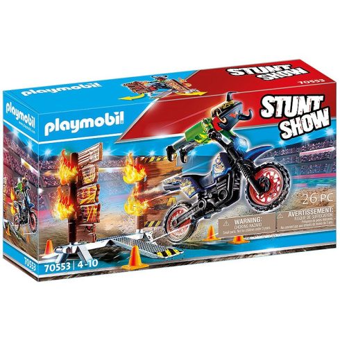 Playmobil 70553 Stuntshow - Crossmotor tüzes fallal