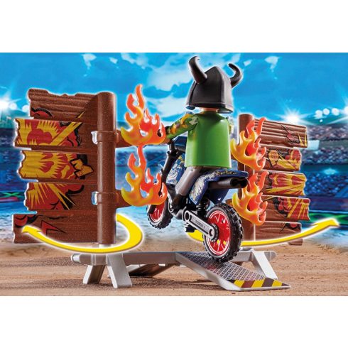Playmobil 70553 Stuntshow - Crossmotor tüzes fallal