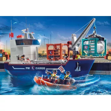   Playmobil 70769 Nagy konténerszállító hajó határőrcsónakkal