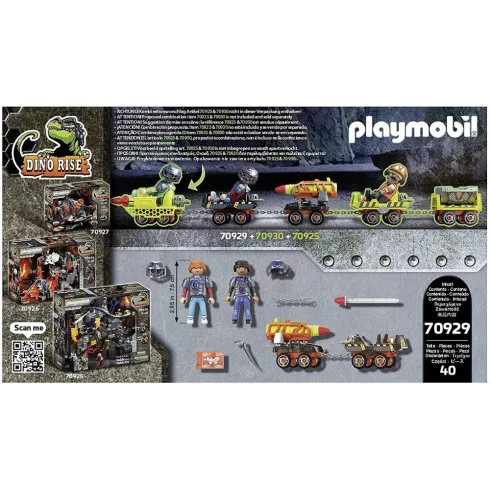 Playmobil 70929 Dínó csata: Dino bánya rakéta vasúti kocsi