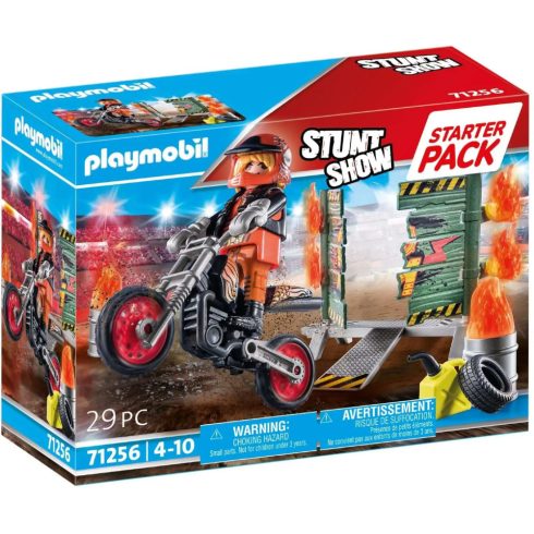 Playmobil 71256 Stuntshow - Motoros kaszkadőr tüzes fallal