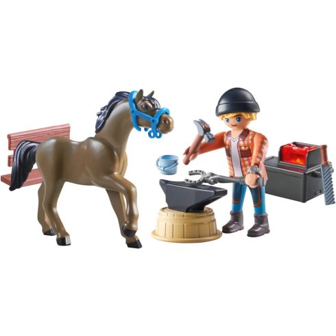 Playmobil 71357 Horses of Waterfall - Achilles és Ben, a patkolókovács