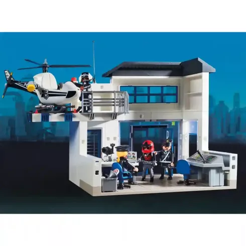 Playmobil 71602 Rendőrkapitányság rendőrautóval és helikopterrel (csomagolássérült)