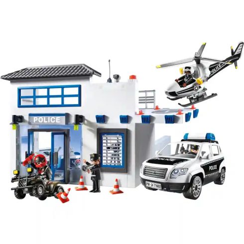 Playmobil 71602 Rendőrkapitányság rendőrautóval és helikopterrel