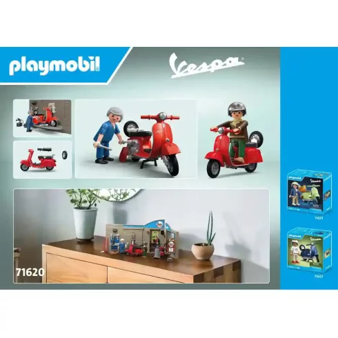 Playmobil 71620 '60-as évekbeli Vespa szervíz piros robogóval 