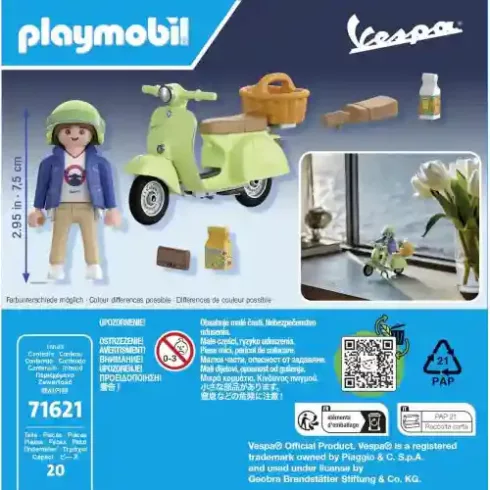 Playmobil 71621 1969 Vespa 150 Sprint Veloce robogó, halványzöld
