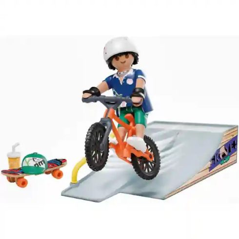Playmobil 71798 Gördeszkás és biciklis rámpával