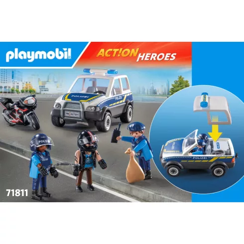 Playmobil 71811 Rendőrségi ellenőrző pont rendőrautóval és motorral
