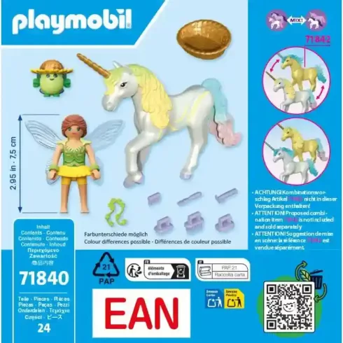 Playmobil 71840 Szivárványvirág, a csillogó unikornis és tündér barátja