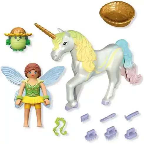 Playmobil 71840 Szivárványvirág, a csillogó unikornis és tündér barátja