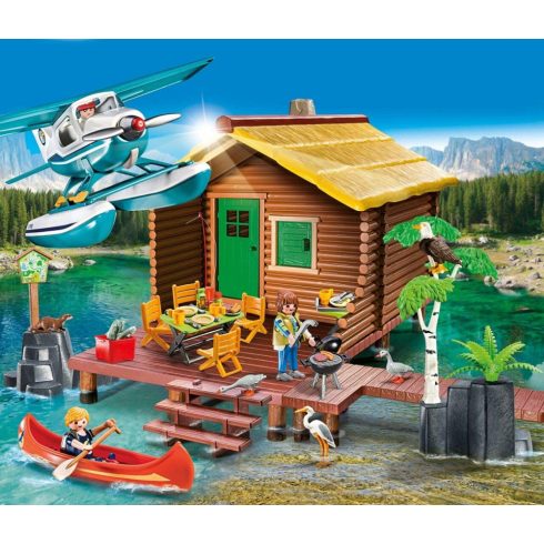 Playmobil 9320 Faház a tónál repülővel és kenuval