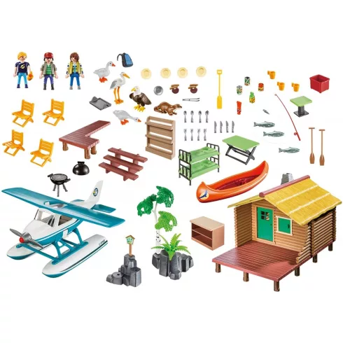Playmobil 9320 Faház a tónál repülővel és kenuval