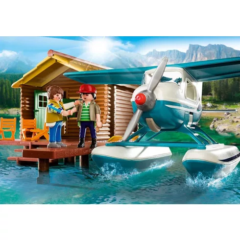 Playmobil 9320 Faház a tónál repülővel és kenuval