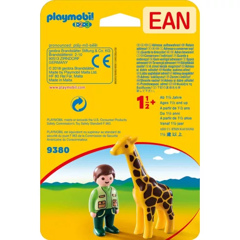 Playmobil 9380 1.2.3 Állatgondozó zsiráffal