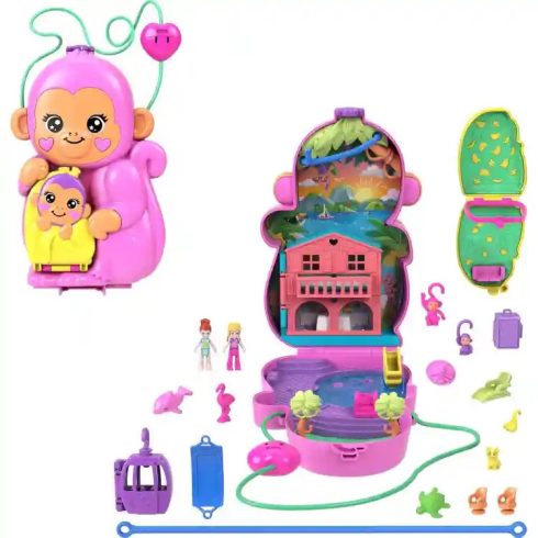 Polly Pocket 2 az 1-ben majomcsalád játékkészlet