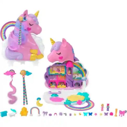 Polly Pocket 2 az 1-ben szivárványos unikornis szépségszalon játékkészlet