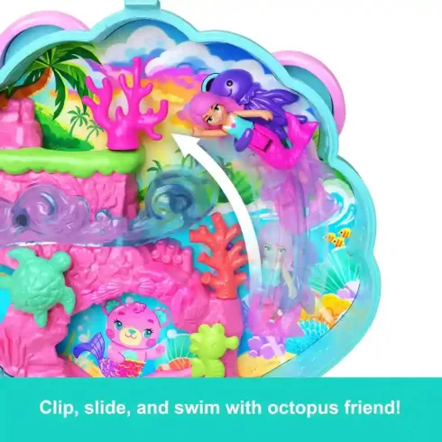 Polly Pocket macis kagyló csillámos sziget sellővel játékkészlet