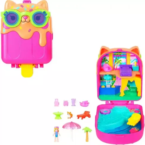 Polly Pocket jégkrémes cica strandhotel játékkészlet