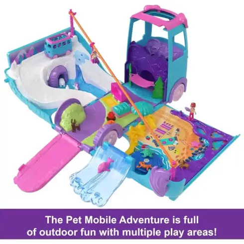 Polly Pocket állatos kalandpark játékkészlet átalakítható buszban