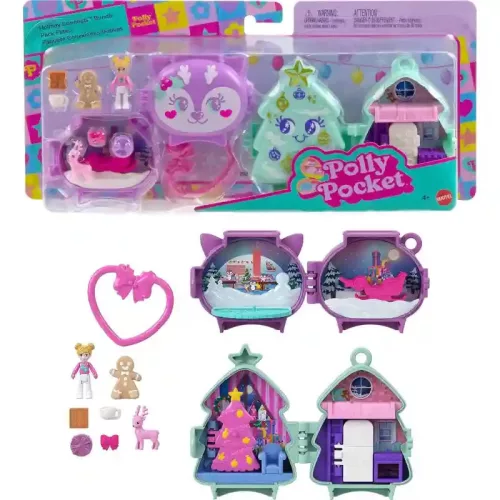 Polly Pocket Holiday Connects karácsonyfa és rénszarvas ünnepi készletek