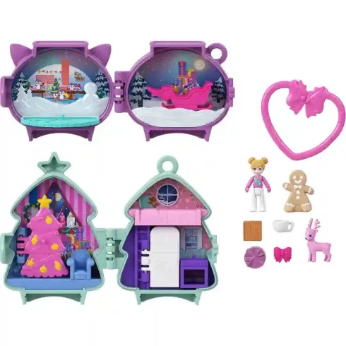 Polly Pocket Holiday Connects karácsonyfa és rénszarvas ünnepi készletek