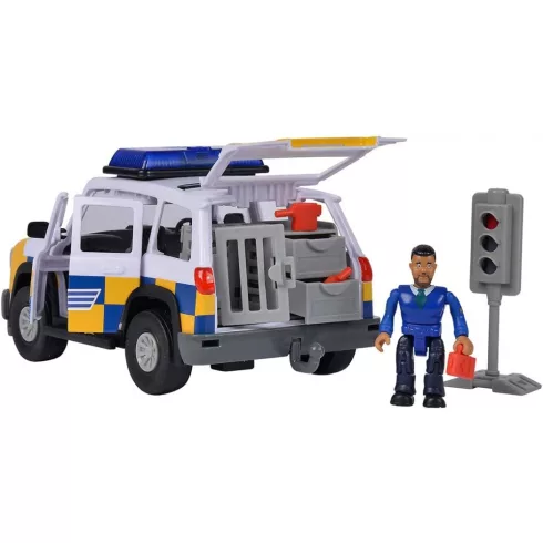 Simba Toys Sam, a tűzoltó - Rendőrautó fénnyel, hanggal és Malcolm figurával (109251096038)