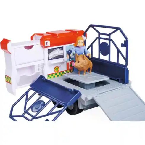 Sam a tűzoltó - Állatmentő terepjáró fénnyel, utánfutóval, állatokkal és Lizzie figurával