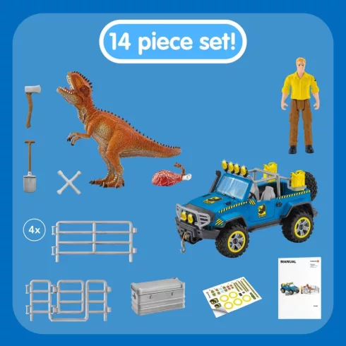 Schleich 41464 Terepjáró Giganotosaurus dinóval és ketreccel