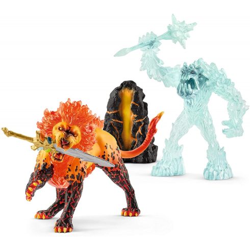 Schleich 42455 Harc a szuperfegyverért: Jégszörny vs. Tűzoroszlán