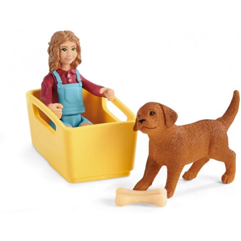 Schleich 42543 Kirándulás kézikocsival és labrador kiskutyával