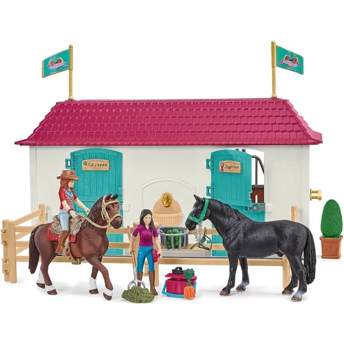 Schleich 42551 Lakóház istállóval és lovakkal