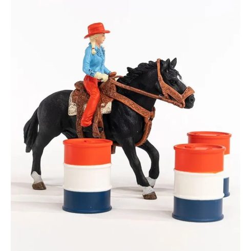 Schleich 42576 Hordóverseny cowgirllel és Appaloosa csődörrel