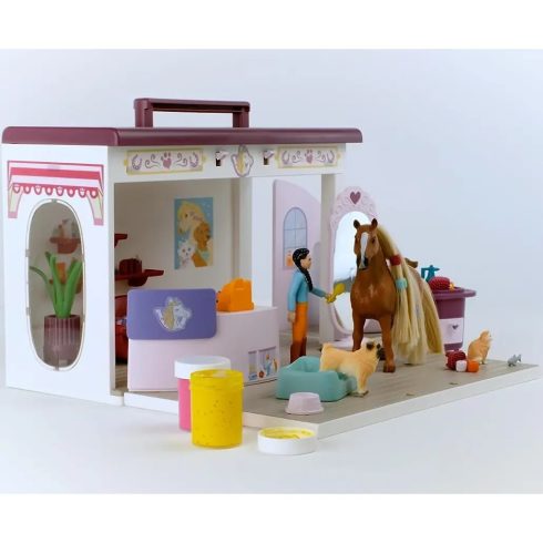 Schleich 42614 Hordozható szépségszalon fésülhető lóval