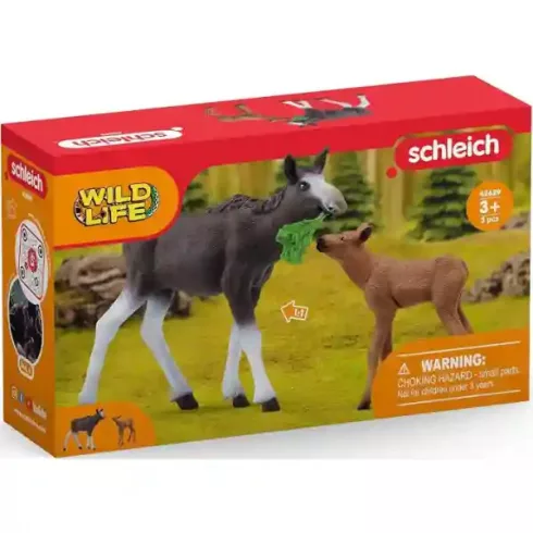 Schleich 42629 Jávorszarvas tehén a borjával