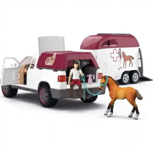 Schleich 42704 Állatorvosi lószállító autó Tennessee Walker lóval (csomagolássérült)