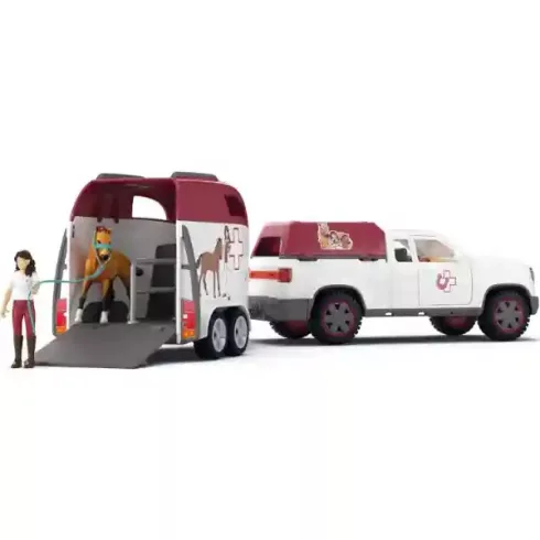 Schleich 42704 Állatorvosi lószállító autó Tennessee Walker lóval