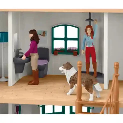 Schleich 42706 Hannah családi háza lovardával és lovakkal