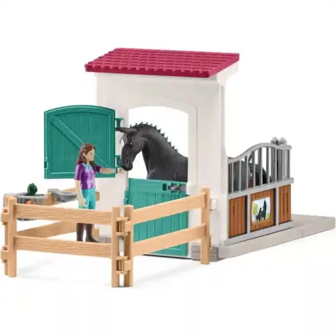 Schleich 42709 Lisa és Storm hannoveri lova istállóval