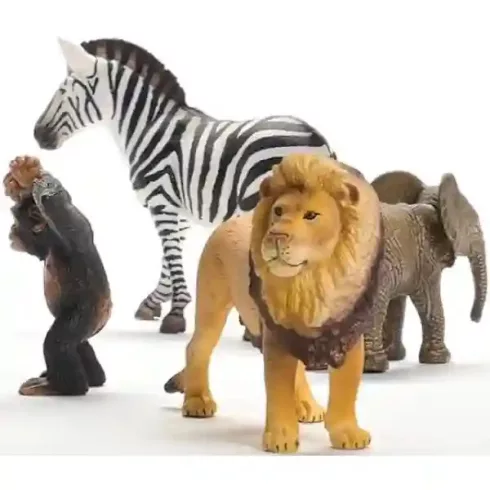 Schleich 42721 A vadon állatai válogatás (zebra, oroszlán, kiselefánt, csimpánzkölyök)
