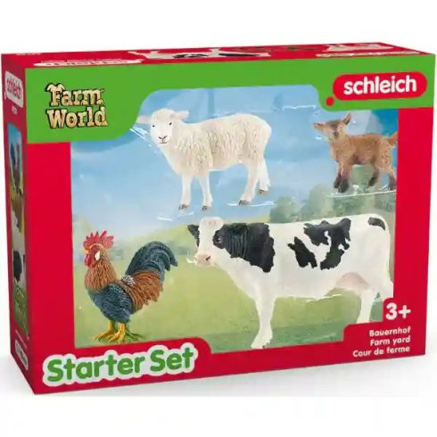Schleich 42729 A farm állatai válogatás (tehén, kakas, bárány, kecskegida)