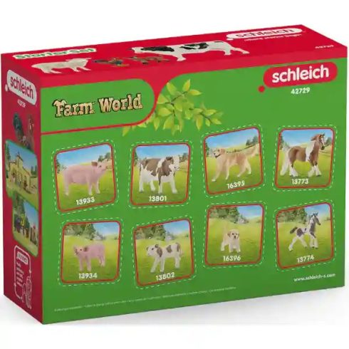Schleich 42729 A farm állatai válogatás (tehén, kakas, bárány, kecskegida)