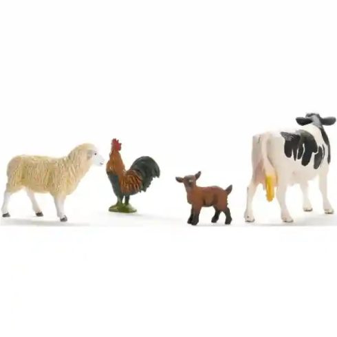 Schleich 42729 A farm állatai válogatás (tehén, kakas, bárány, kecskegida)