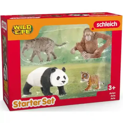 Schleich 42736 Ázsia vadállatai válogatás (kiselefánt, óriáspanda, orangután, tigriskölyök)