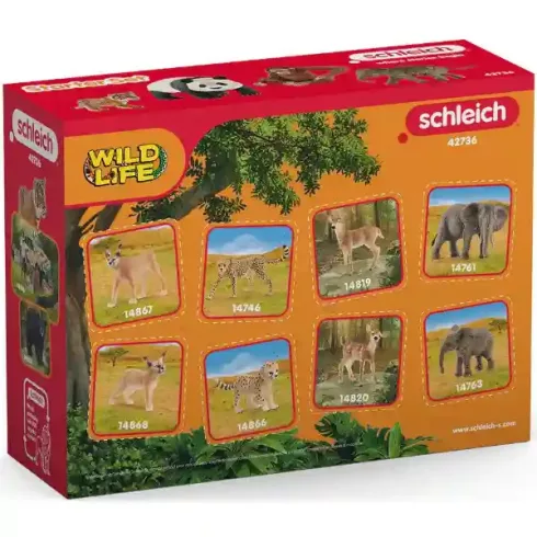 Schleich 42736 Ázsia vadállatai válogatás (kiselefánt, óriáspanda, orangután, tigriskölyök)